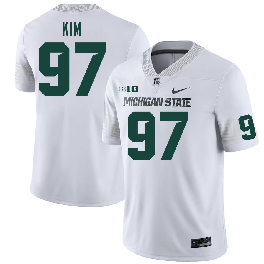 Michigan State Spartans #97 Jonathan Kim College Football Jerseys Stitched-White